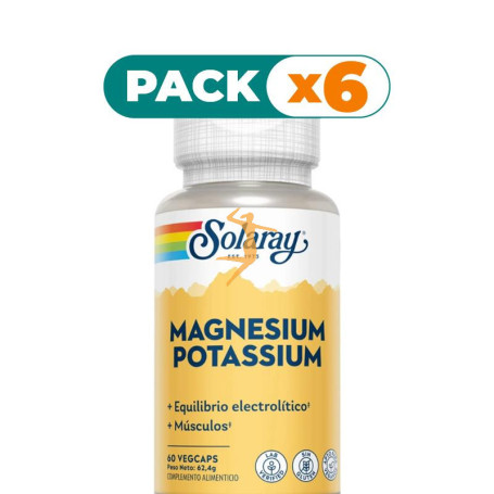 Pack 6x MAGNESIO Y POTASIO 60 CÁPSULAS VEGETALES SOLARAY