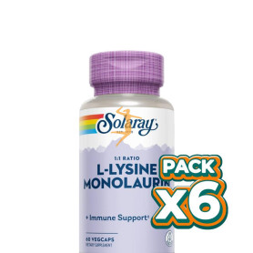 Pack 6x L-LYSINE Y MONOLAURIN 60 CÁPSULAS VEGETALES SOLARAY