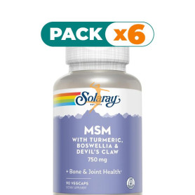 Pack 6x MSM CON CÚRCUMA, BOSWELLIA Y HARPAGOFITO 90 CÁPSULAS SOLARAY