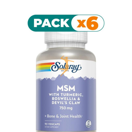 Pack 6x MSM CON CÚRCUMA, BOSWELLIA Y HARPAGOFITO 90 CÁPSULAS SOLARAY