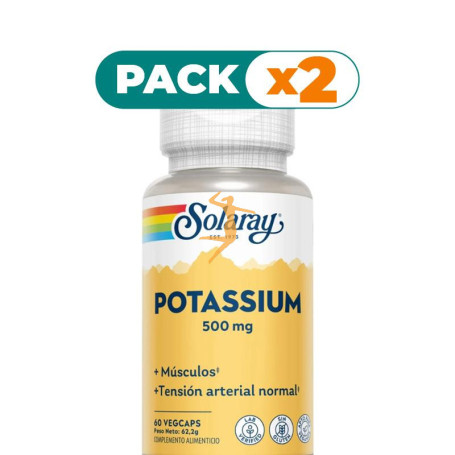 Pack 2x POTASIO 500MG 60 CÁPSULAS VEGETALES SOLARAY