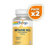 Pack 2x BETAIN HCL CON PEPSINA 250MG 180 CÁPSULAS VEGETALES SOLARAY