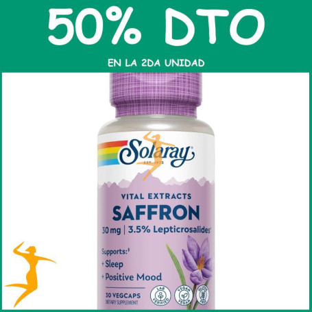 SAFFRON (AZAFRÁN) 30 CÁPSULAS VEGETALES SOLARAY OFERTA 2 UD