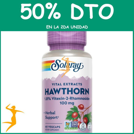 EXTRACTO DE ESPINO BLANCO 100MG 60 CÁPSULAS VEGETALES SOLARAY OFERTA 2 UD