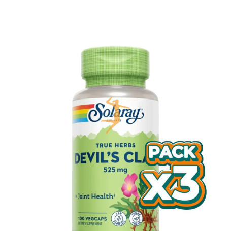 Pack 3x RAÍZ DE HARPAGOFITO 525MG 100 CÁPSULAS VEGETALES SOLARAY