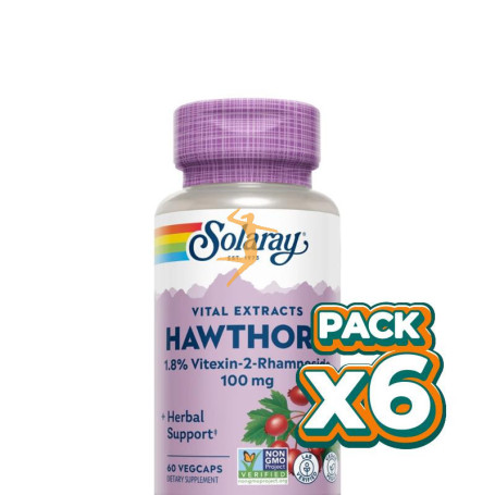 Pack 6x EXTRACTO DE ESPINO BLANCO 100MG 60 CÁPSULAS VEGETALES SOLARAY