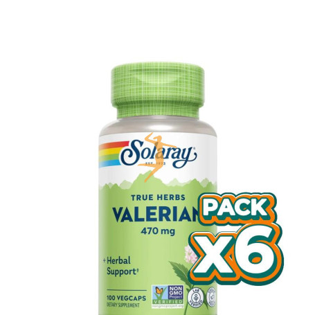 Pack 6x RAÍZ DE VALERIANA 470MG 100 CÁPSULAS VEGETALES SOLARAY