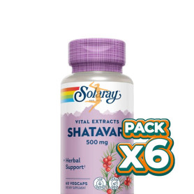 Pack 6x SHATAVARI 500MG 60 CÁPSULAS VEGETALES SOLARAY