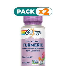 Pack 2x CÚRCUMA CON BROMELAÍNA Y BOSWELLIA 60 CÁPSULAS VEGETALES SOLARAY