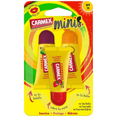 TRIPLO MINI TUBOS BÁLSAMO LABIAL HIDRATANTE SPF15 15G CARMEX