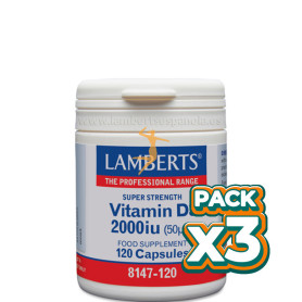 Pack 3x VITAMINA D 2000UI 50µg. 120 CÁPSULAS LAMBERTS