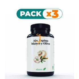 Pack 3x AJO + ESPINO BLANCO+ OLIVO 700 MG 60 PERLAS EBERS