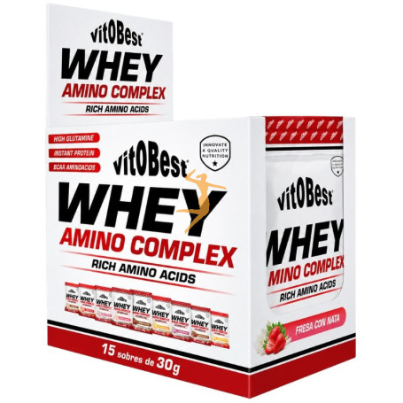 WHEY AMINO COMPLEX SABOR FRESAS CON NATA 15 SOBRES VIT.O.BEST