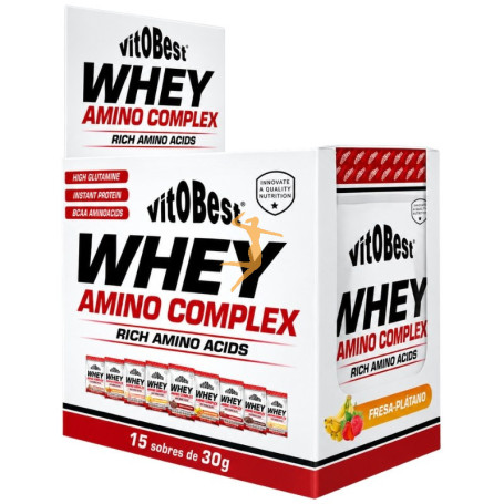 WHEY AMINO COMPLEX SABOR FRESA-PLÁTANO 15 SOBRES VIT.O.BEST