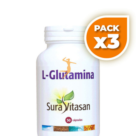 Pack 3x L-GLUTAMINA 500Mg. 50 CÁPSULAS SURA VITASAN