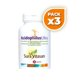 Pack 3x ACIDOPHILUS ULTRA 11.000M.+FOS+AOS 30 CÁPSULAS SURA VITASAN