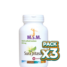 Pack 3x MSM 850Mg. 90 CÁPSULAS SURA VITASAN