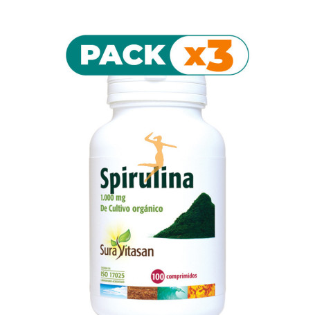 Pack 3x SPIRULINA 1.000Mg. 100 COMPRIMIDOS SURA VITASAN