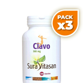 Pack 3x CLAVO 500Mg. 100 CÁPSULAS SURA VITASAN