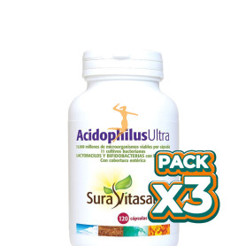 Pack 3x ACIDOPHILUS ULTRA 11.000M.+FOS+AOS 120 CÁPSULAS SURA VITASAN