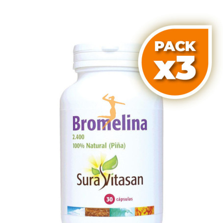 Pack 3x BROMELINA 2.400 500Mg. 30 CÁPSULAS SURA VITASAN