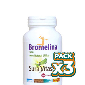 Pack 3x BROMELINA 2.400 500Mg. 90 CÁPSULAS SURA VITASAN