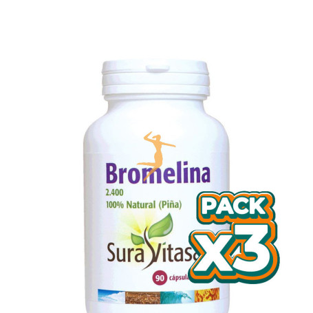 Pack 3x BROMELINA 2.400 500Mg. 90 CÁPSULAS SURA VITASAN