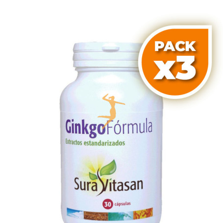 Pack 3x GINKGO FÓRMULA 526Mg. 30 CAÁSULAS SURA VITASAN
