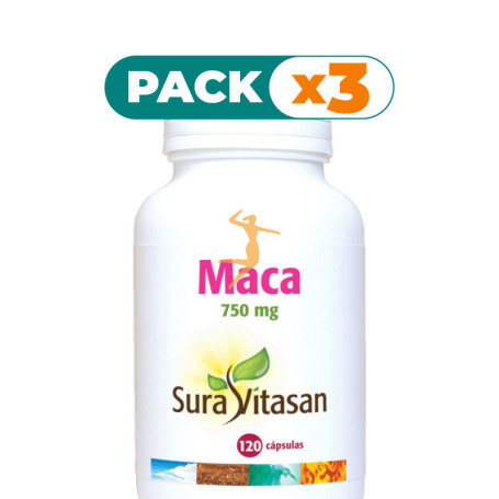 Pack 3x MACA 750Mg. 120 CÁPSULAS SURA VITASAN