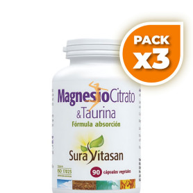 Pack 3x MAGNESIO Y L-TAURINA 90 CÁPSULAS SURA VITASAN