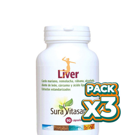 Pack 3x LIVER 650Mg. 90 CÁPSULAS SURA VITASAN