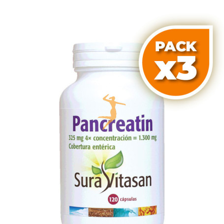 Pack 3x PANCREATIN 1.300Mg. 120 CAPSULAS SURA VITASAN