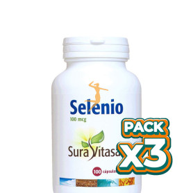 Pack 3x SELENIO L-SELENOMETIONINA 100Mcg. 100 CÁPSULAS SURA VITASAN
