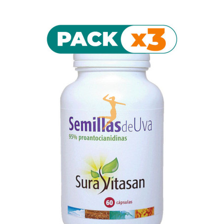 Pack 3x SEMILLAS DE UVA 60Mg. O.P.C. 60 CÁPSULAS SURA VITASAN