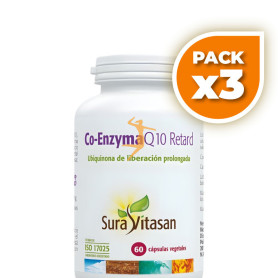 Pack 3x CO-ENZYMA Q10 RETARD 60 CÁPSULAS SURA VITASAN