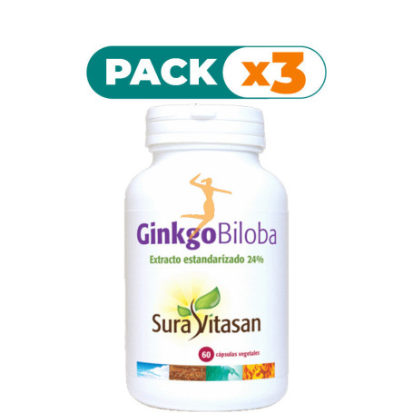 Pack 3x GINKGO BILOBA 60 CÁPSULAS SURA VITASAN