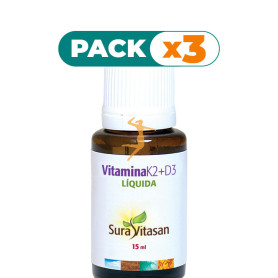 Pack 3x VITAMINA K2 Y D3 15Ml. SURA VITASAN