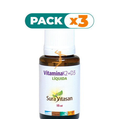 Pack 3x VITAMINA K2 Y D3 15Ml. SURA VITASAN