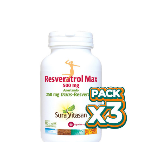 Pack 3x RESVERATROL MAX 60 CÁPSULAS SURA VITASAN