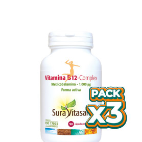 Pack 3x VITAMINA B12 COMPLEX 90 CAPSULAS SURA VITASAN