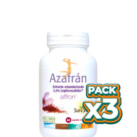 Pack 3x AZAFRÁN 60 CÁPSULAS VEGETALES SURA VITASAN