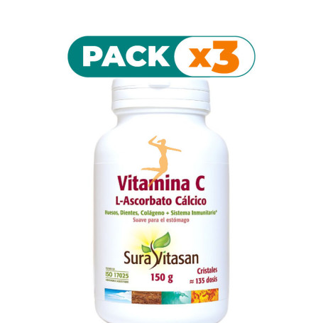 Pack 3x VITAMINA C L-ASCORBATO 150 GR SURA VITASAN