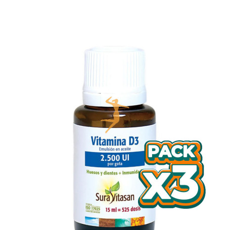 Pack 3x VITAMINA D3 2.500UI 15ML SURA VITASAN