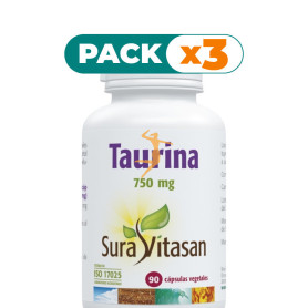 Pack 3x TAURINA 750MG 90 CÁPSULAS SURA VITASAN