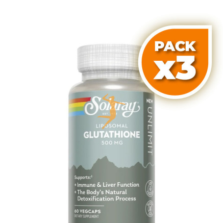 Pack 3x GLUTATION LIPOSOMAL 500MG 60 CÁPSULAS VEGETALES SOLARAY