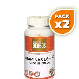 Pack 2x VITAMINAS D3 + K2 4000UI 120 COMPRIMIDOS DERBÓS