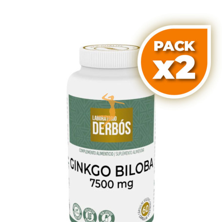 Pack 2x GINKGO BILOBA 7500MG 60 CÁPSULAS VEGETALES DERBOS