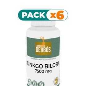 Pack 6x GINKGO BILOBA 7500MG 60 CÁPSULAS VEGETALES DERBOS