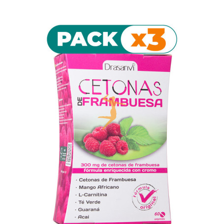 Pack 3x CETONAS DE FRAMBUESA 60 CÁPSULAS DRASANVI