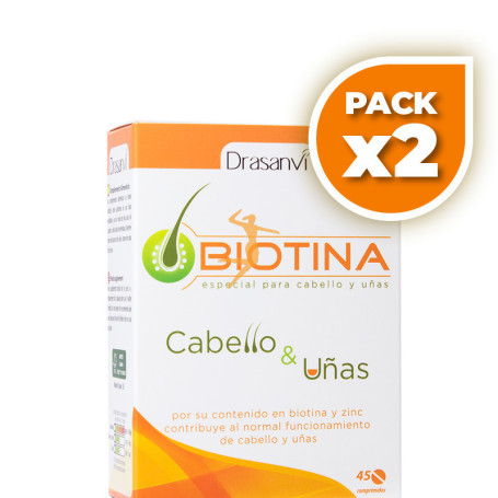Pack 2x BIOTINA 400Mcg. 45 COMPRIMIDOS DRASANVI